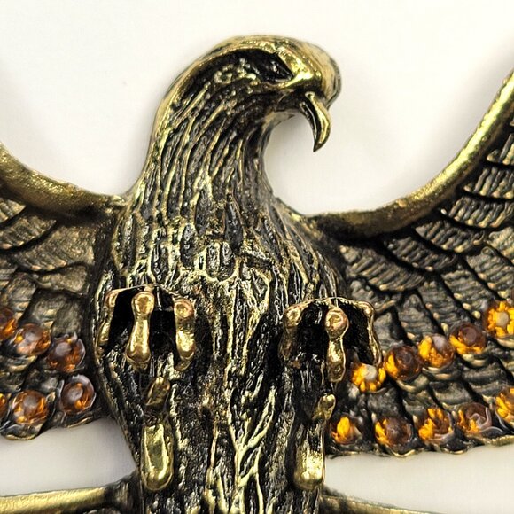 Eagle Pendant Necklace Antique Gold Eagle Statement Pendant Necklace - Picture 3 of 13